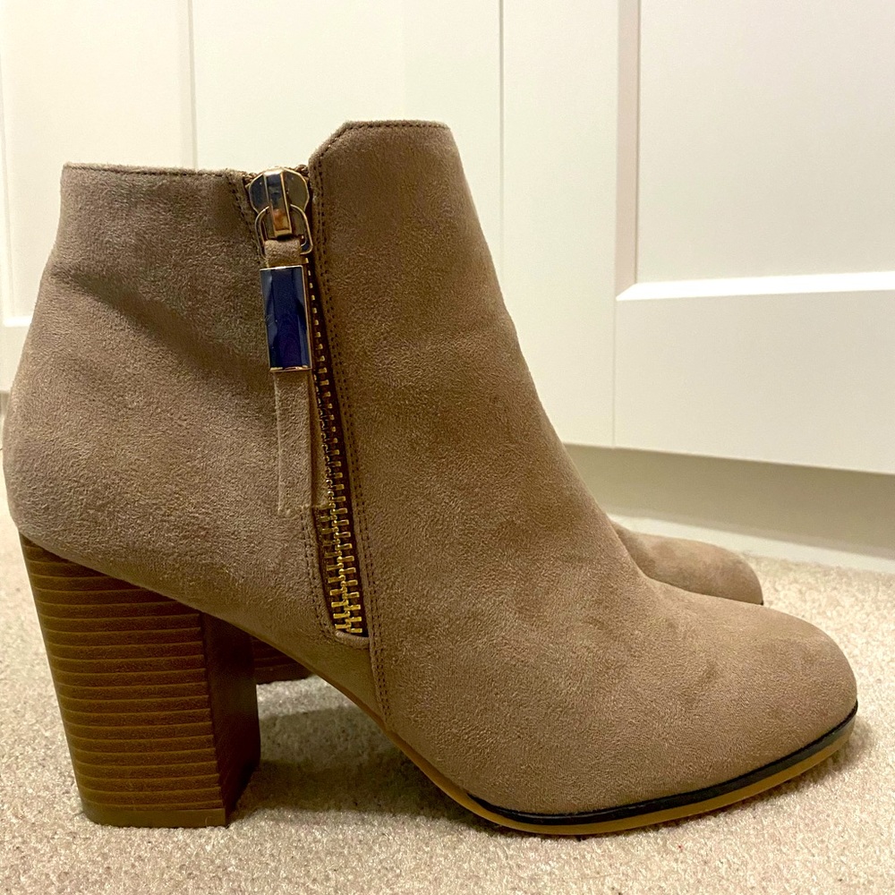 Taupe Apt 9 Suede Boots, size 10.